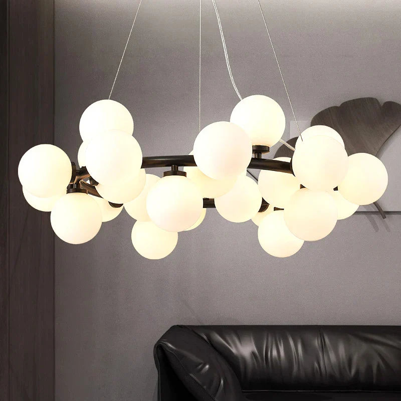 Nordic White Glass Ball Pendant Lamp - Versatile Pendant Lighting for Living Rooms, Bedrooms, Kitchens, and Bars