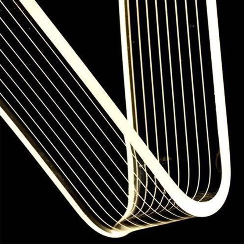 Modern LED Ceiling Light - Acrylic Geometry Linear Decoration Lamp in Black and Gold for Bedroom, Living Room, Corridor, and Indoor Home Fixture