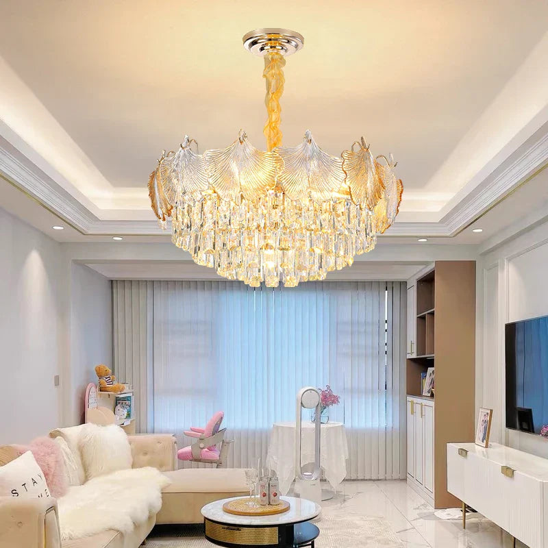 Elegant Crystal Ceiling Chandelier with LED Lighting - Luxury Home Decoration for Living Rooms, Bedrooms, and Restaurants
