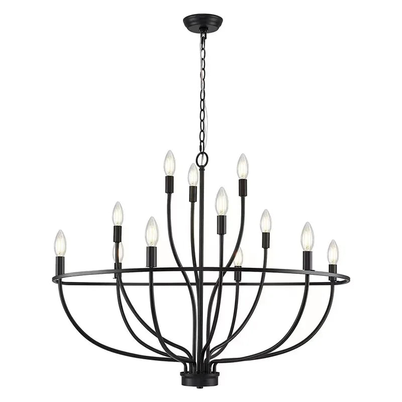 Retro LED Ceiling Chandelier with Iron Ring - Illuminate Your Living and Dining Spaces with Industrial Elegance
