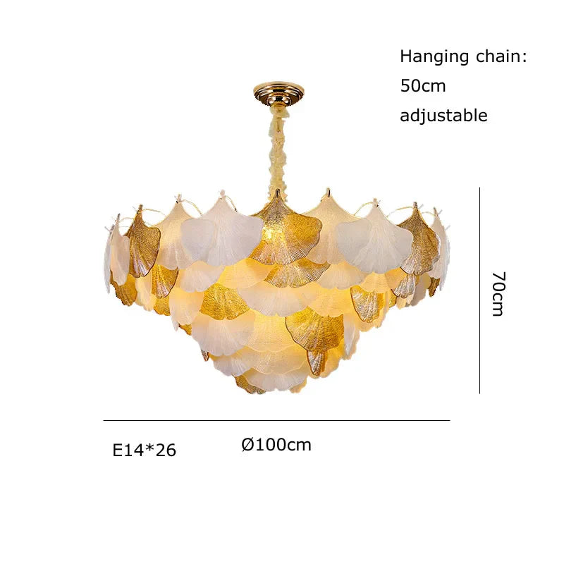 LED Art Deco Autumn Ginkgo Dimmable Hanging Lamps - Luminaire Chandelier Lighting for Dining Rooms with Lustre Suspension