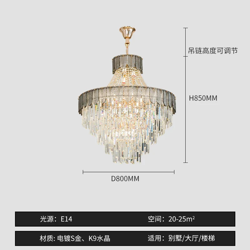 High-End Crystal Chandelier - Artistic Lighting for Living and Dining Spaces, Luxury Hotels, and Duplex Homes