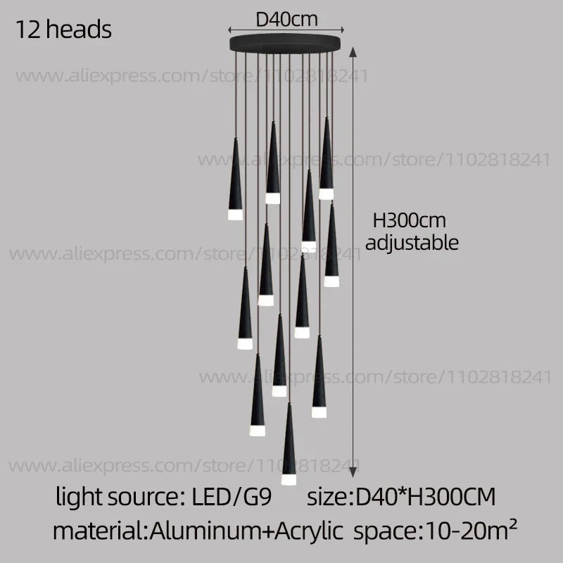 Contemporary Stair Chandelier - Elevate Your Duplex Apartment with Nordic Loft Elegance