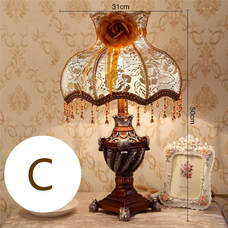 Luxury European Table Lamp - Mediterranean Style Night Desk Light for Bedroom and Living Room