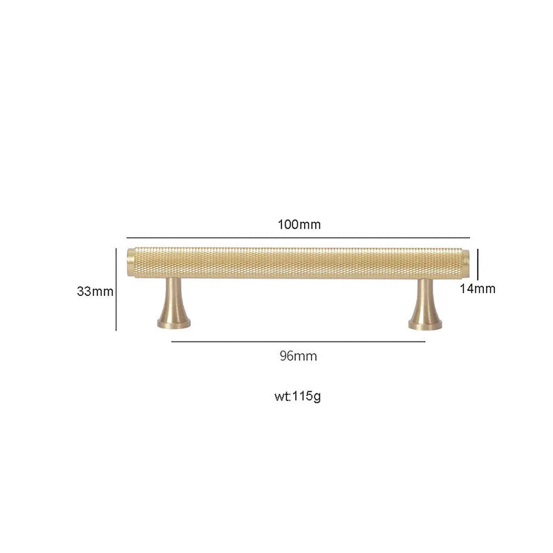 Gold Knurled Brass Kitchen Cabinet Handles – T-Bar Drawer Pulls and Copper Knobs (14mm Diameter)