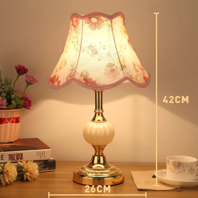 European-Style Glass Desk Lamp - Nordic Bedroom Bedside Lamp with Modern Retro Wrought Iron Design