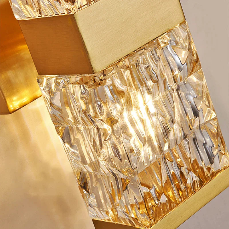 Luxury Crystal Wall Lamp - Copper Accents, Long Sconce, and LED Light for Elegant Living Room Decor and Indoor Villa Hall Lighting