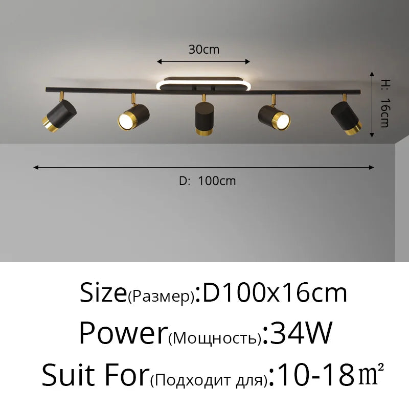 Corridor LED Chandelier With Spotlights - Nordic Strip Ceiling Lamp - Perfect for Living Room, Bedroom, Balcony - Home Decor Lighting Fixtures