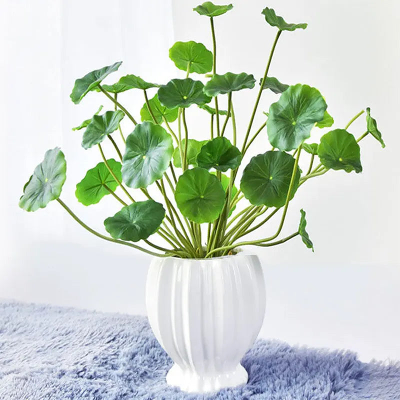 Dlight Decor 37cm Lotus Eucalyptus Leaf Plant with Copper Accents for Home and Office Decor