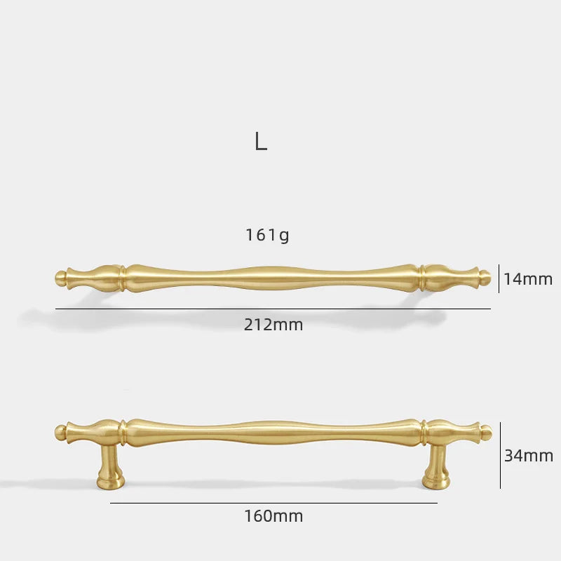 Gold Brass Cabinet Bar Handle – American Vintage Drawer Pull and Wardrobe Knob