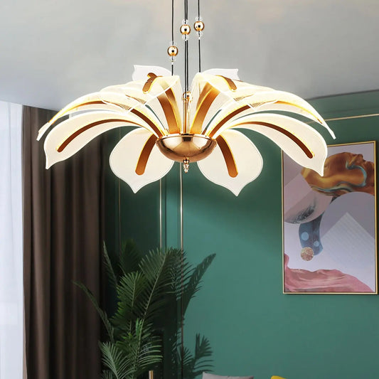 Modern LED Night Primrose Petals Ceiling Chandelier - Minimalist Elegance for Living, Dining, and Bedrooms