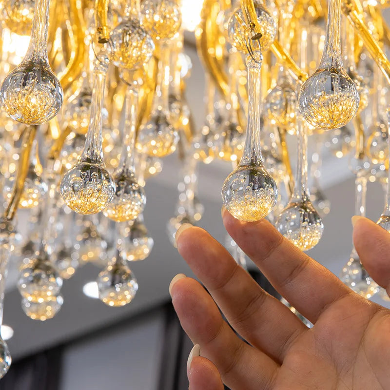Maison - Modern Luxury Crystal  Water Drop Pendant Light, Perfect for Living Rooms, Bedrooms, Hotels, Villas, and Indoor Decor