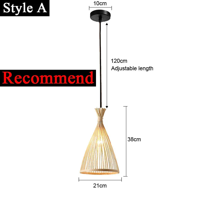 Asian-Inspired Rattan Woven Bamboo Chandelier - Artistic Ceiling Lamp for Home, Cafe, and Restaurant Decor