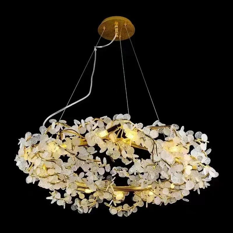 Circle Branch Crystal Chandelier - Luxury LED Lighting for Living Rooms, Restaurants, and Hotel Decorative Elegance