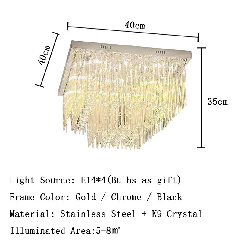 Luxury Chrome LED Ceiling Lights - Modern Elegance for Living Rooms with Crystal Accents