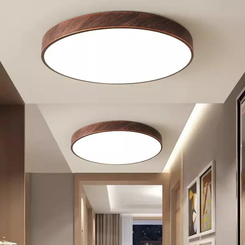 LED Ultra-thin Ceiling Lamp - Nordic Wooden Decorative Lamp - Perfect for Bedroom, Living Rooms, Balcony, and Corridor - Modern Iron and Acrylic Lighting Fixture