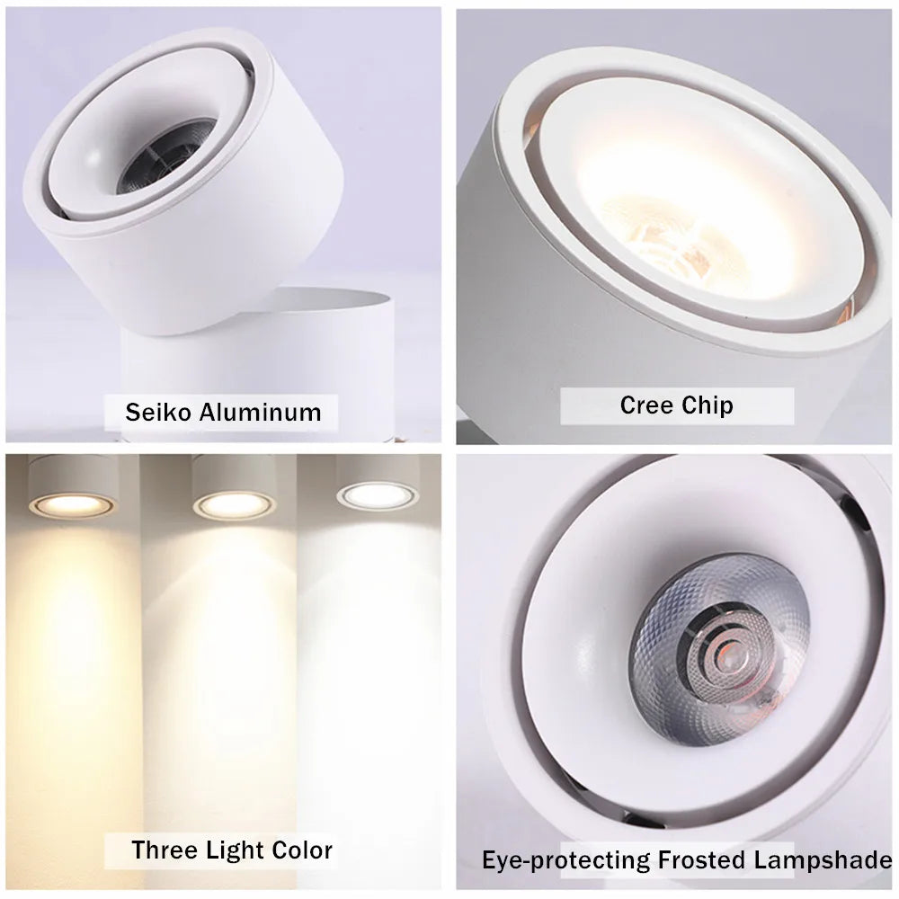 LED Track Light - 15W/12W/10W Spotlights for Bedrooms, Shops, and Corridors
