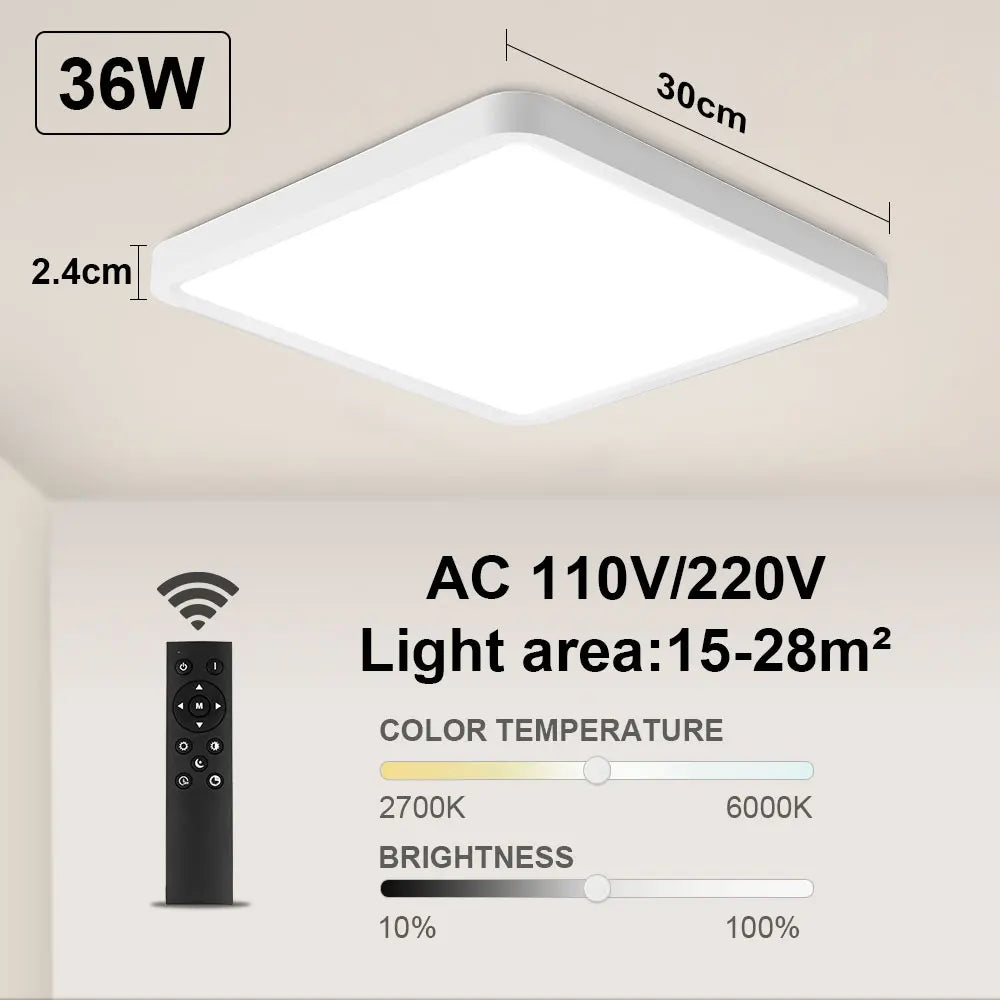 Smart LED Ceiling Lamp - 20-inch Ultra-Thin Lighting Fixture for Living Room, Bedroom, and Balcony