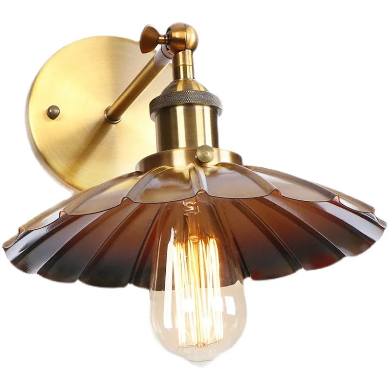 Bronze American Retro Iron Wall Lamps - Nordic Minimalist Style for Study, Bedroom, Bedside, and Home Decoration