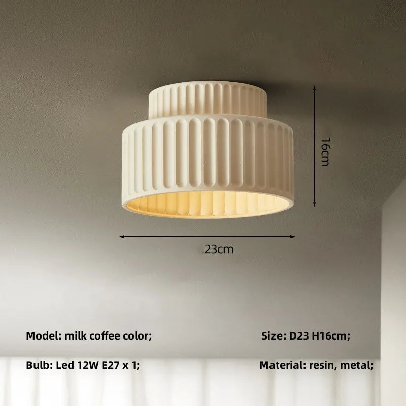 Nordic Creamy Wabi-Sabi Style LED Ceiling Lights - Illuminate Your Corridor and Bedroom with Subtle Elegance