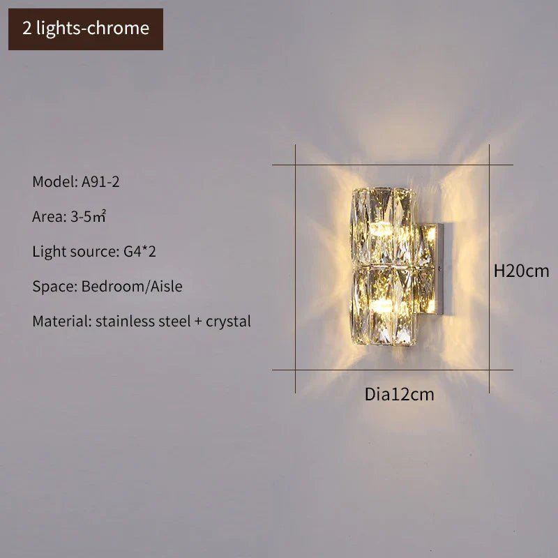 Elena - Modern Simple Light Luxury High-end Crystal Wall Lamp Living Room TV Background Wall Corridor Bedroom Bedside Long Wall Lamp