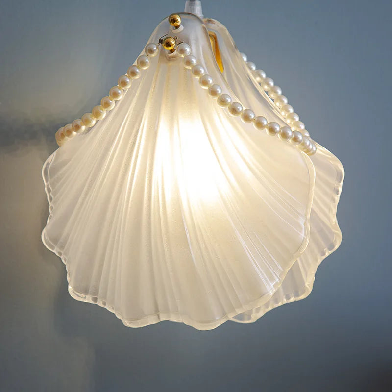 Elegant French Pastoral Pearl Shell Chandelier - A Modern Minimalist Fixture for Master Bedrooms, Aisles, and Bars