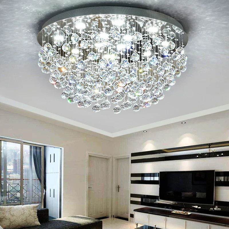 Modern LED Crystal Ball Rectangle Ceiling Lights - Contemporary Elegance for Living Rooms and Beyond