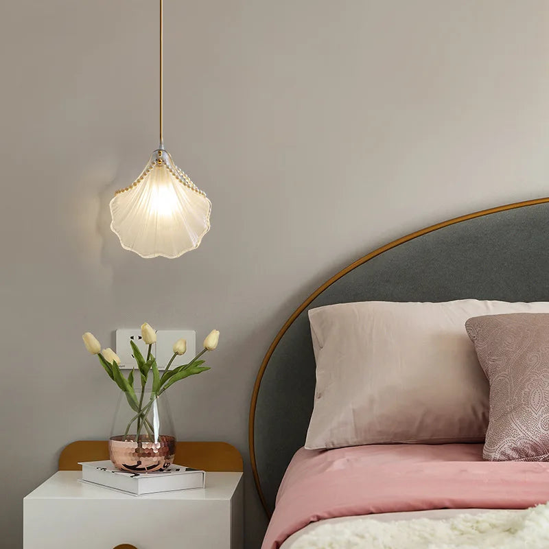 Elegant French Pastoral Pearl Shell Chandelier - A Modern Minimalist Fixture for Master Bedrooms, Aisles, and Bars