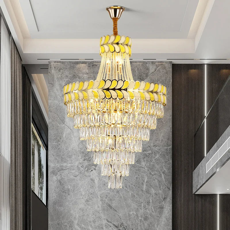 Postmodern Crystal Chandelier - Elegance for Living Rooms, Villa Halls, Duplex Stairwells, and Middle Building Spaces