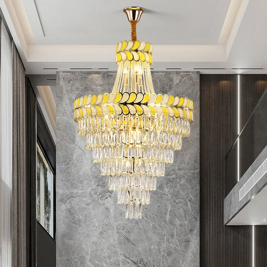 Postmodern Crystal Chandelier - Elegance for Living Rooms, Villa Halls, Duplex Stairwells, and Middle Building Spaces