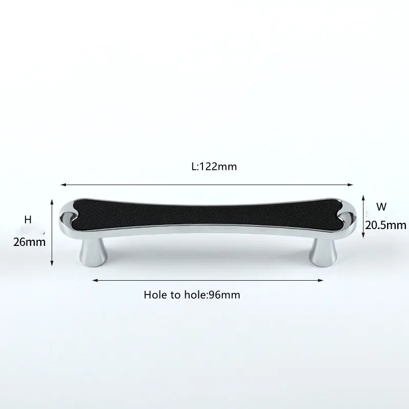 Modern Black and Red Leather Cabinet Handle – Sleek Zinc Alloy Drawer Pulls for Wardrobes and Cupboards (96mm/128mm)