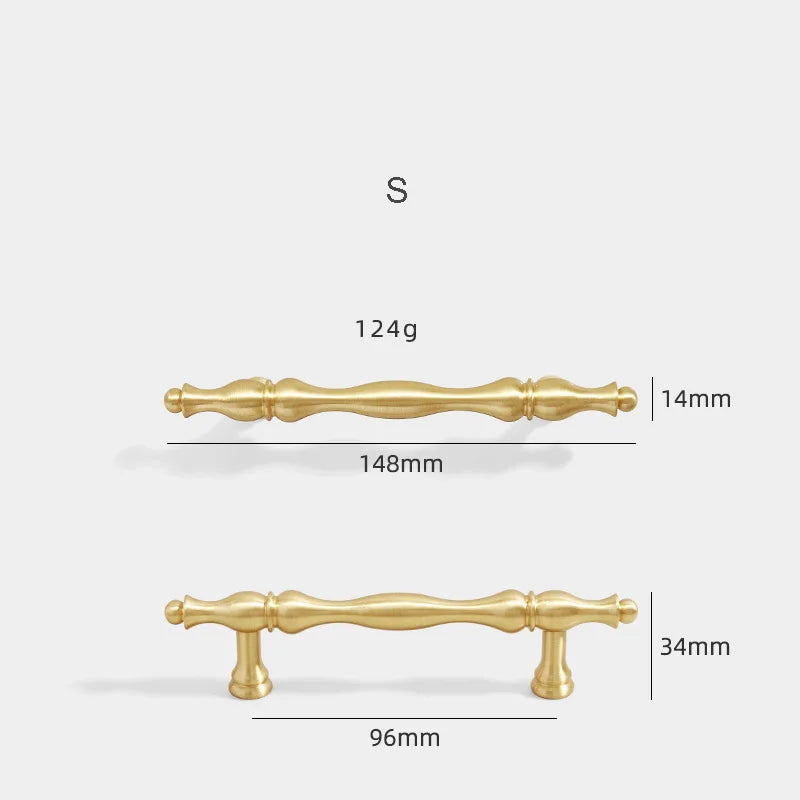 Gold Brass Cabinet Bar Handle – American Vintage Drawer Pull and Wardrobe Knob