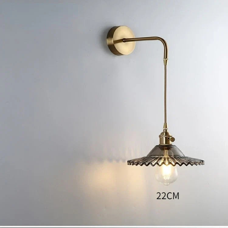 Modern Glass Wall Sconce Light Fixture - Elegant Bedroom, Restaurant, and Corridor Decor with Copper Flower Plug