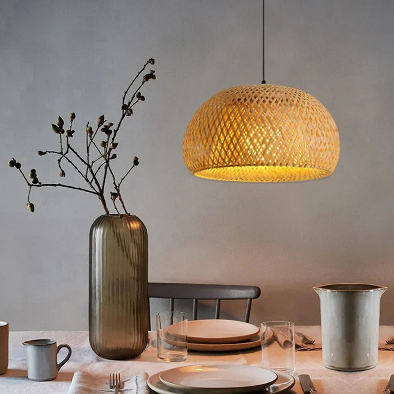 Zen Bamboo and Rattan Woven Chandelier - Exquisite Lighting for Chinese and Southeast Asian-Inspired Spaces