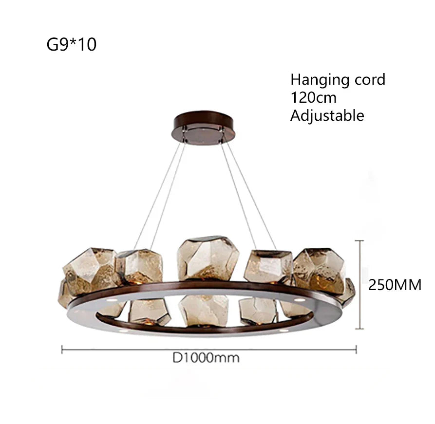 Modern LED Chandelier Lighting - Nordic Rock Glass Elegance for Living Rooms and More