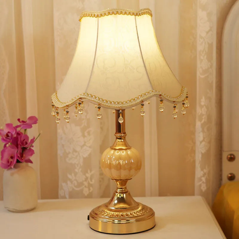 Modern European Vintage Fabric Table Lamp - Stylish Lighting for Bedroom, Living Room, and More