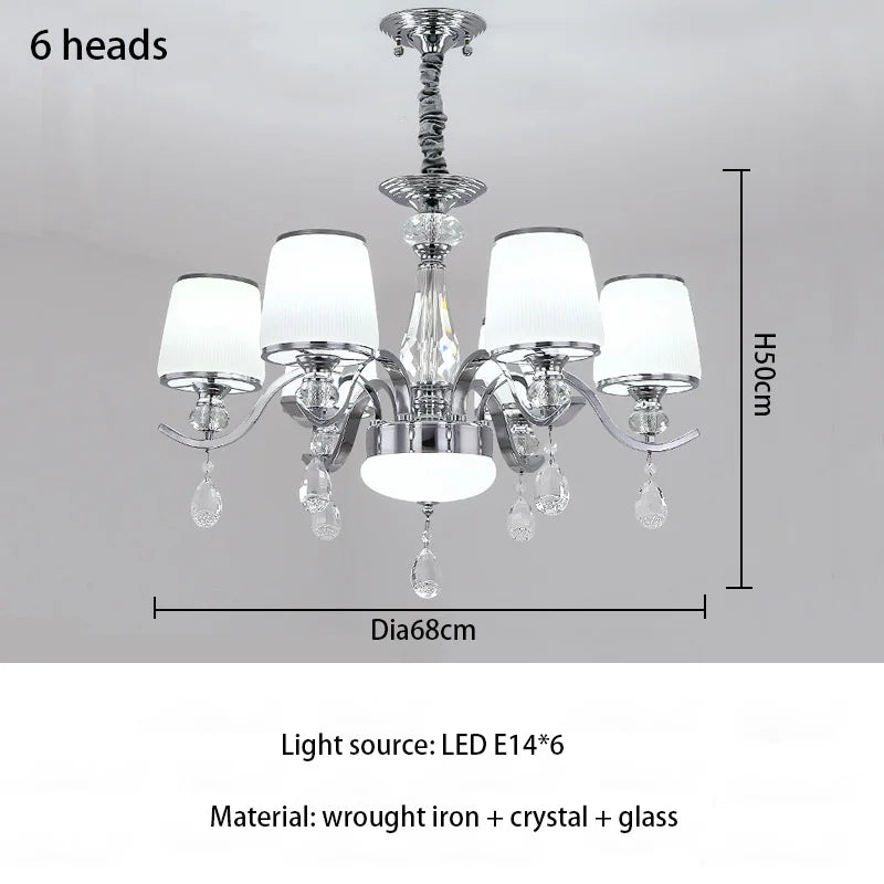 Elegant European Chrome Crystal Chandelier - A Postmodern Simple Fixture for Living Rooms, Dining Spaces, and Bedrooms