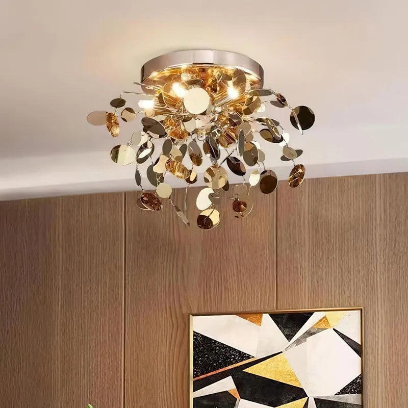 Modern Gold Stainless Steel Ceiling Chandelier - LED Light Fixtures for Bedroom Home Decoration
