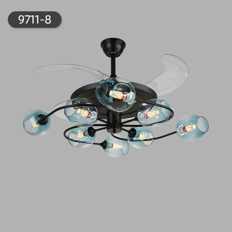 NEW Invisible Fan Light - Minimalist Living Room Ceiling Fan with Glass Lampshades and Remote Control