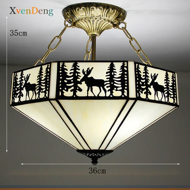 Vintage Mediterranean Tiffany Stained Glass Ceiling Lights - Elegance for Living Rooms, Bedrooms, Kitchens, and More