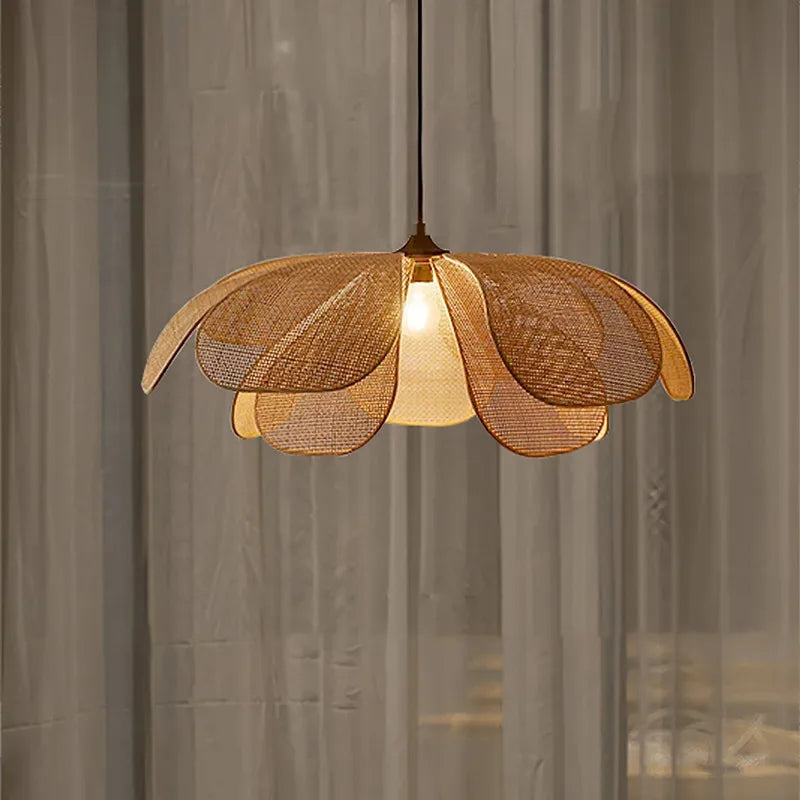 Designer Handmade Rattan Flower Chandelier - Rustic Elegance for Your Living and Dining Spaces