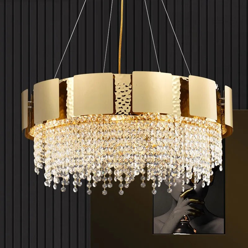 Modern Golden Stainless Steel Chandelier - Elegance for Living and Dining in Villas and Duplex Buildings