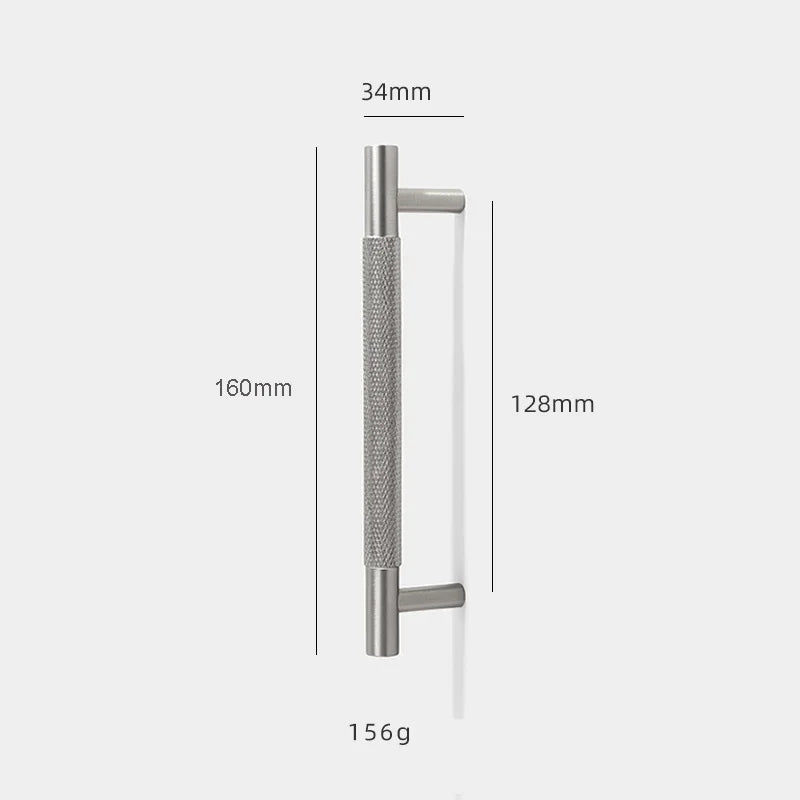 Solid Brass Knurled Cabinet Handles – Brushed Nickel Wardrobe Pulls and Textured Bar Knobs