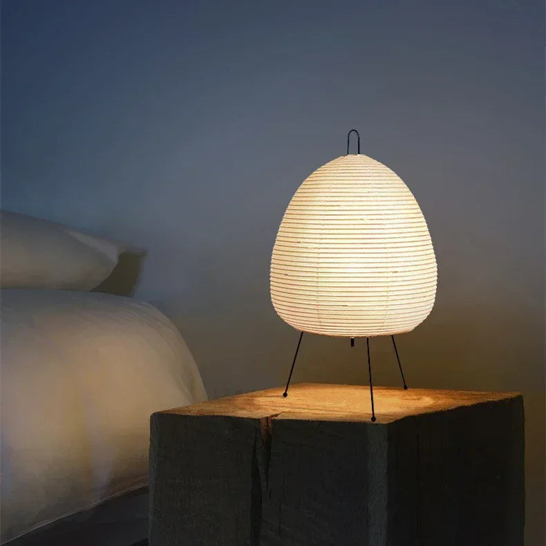 Japanese Rice Paper Lantern LED Table Lamp - Artistic Decor for Living Room, Bedroom, and Study
