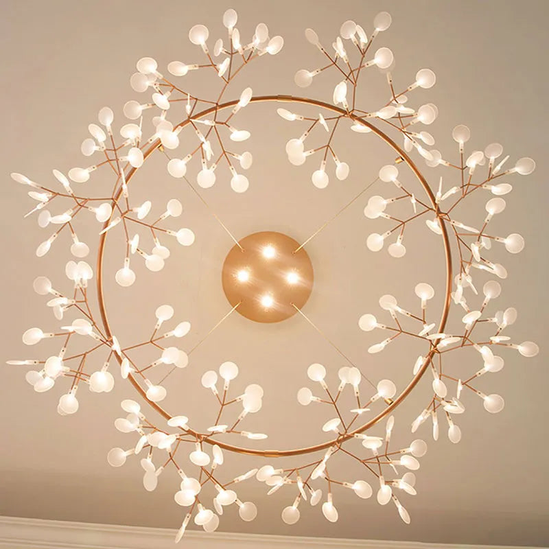 Modern Nordic LED Chandelier Lights - Elegant Firefly Pendant Lighting in Rose Gold/Gold Finish