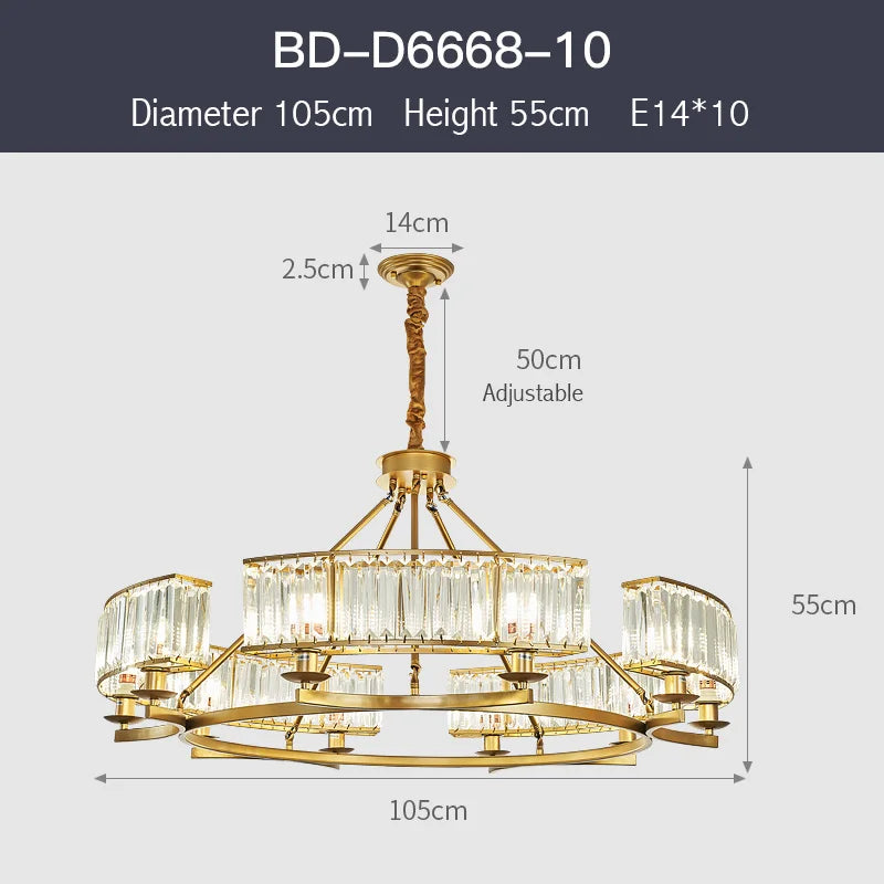 Zoe's K9 Crystal Modern Glass Chandelier - Copper Luxury Hanging Lamp