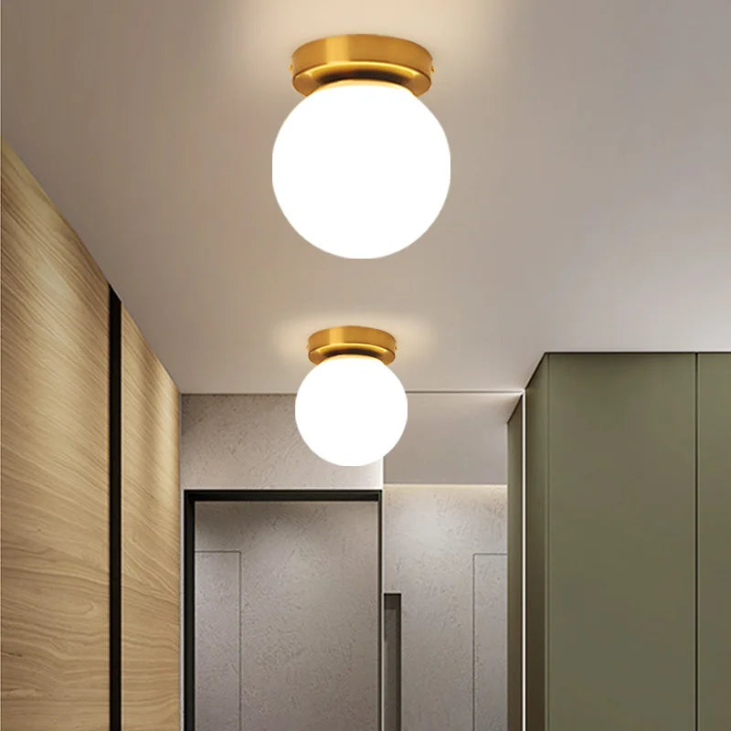 Modern Round Glass Ball Ceiling Lamp - Aisle and Corridor Surface Mounted Decor Ceiling Lights with Milky Frosted Glass Cover (G9/E27)