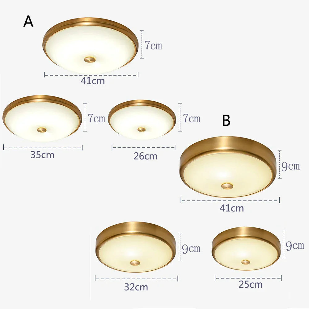 Contemporary Round Glass Shade Ceiling Lights - LED Lighting for Living Rooms, Bedrooms, Restaurants, Aisles, and Corridors, Featuring Brass Finish