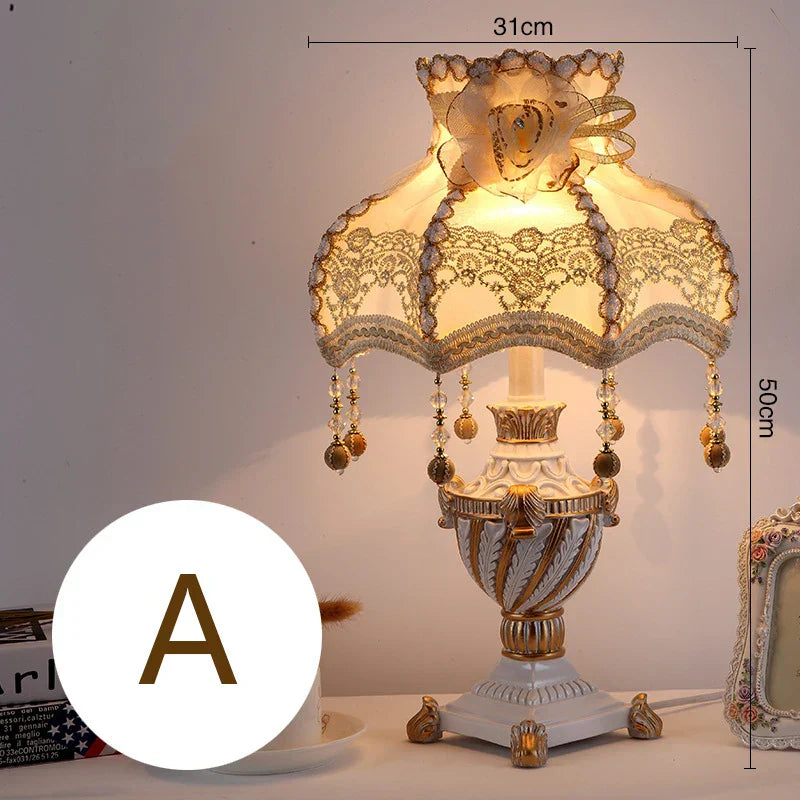 Luxury European Table Lamp - Mediterranean Style Night Desk Light for Bedroom and Living Room