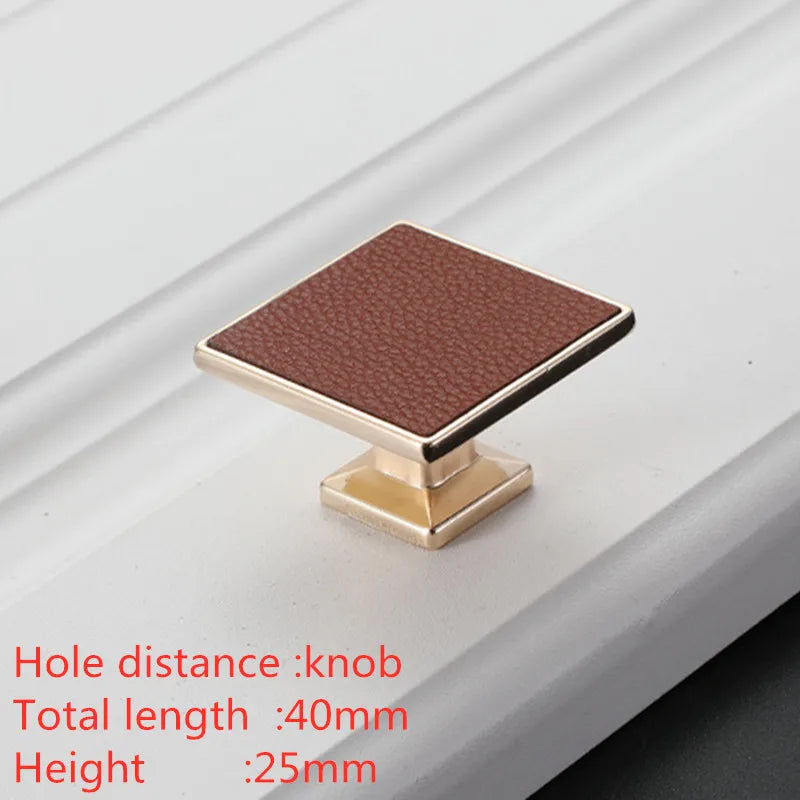 Modern Leather and Zinc Alloy Cabinet Handle – Elegant Drawer Pulls for Kitchen, Wardrobe, and Furniture (96mm)